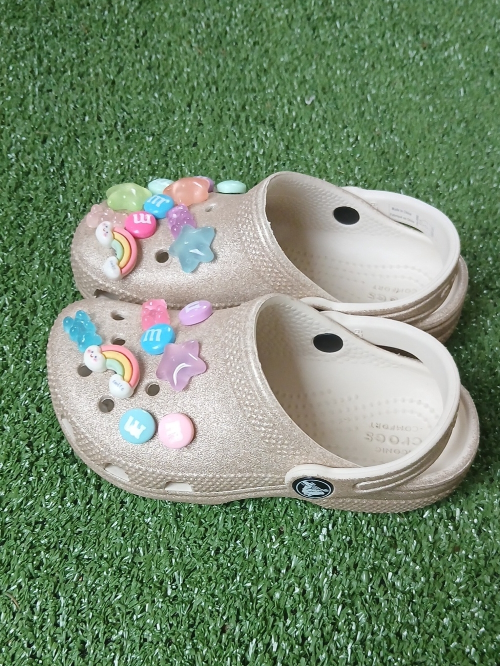 Crocs Classic Glitter Clog Gold & Pink Kids 10
